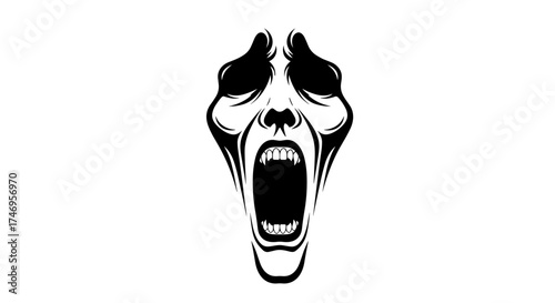 Scary Face Scream Horror Illustration.