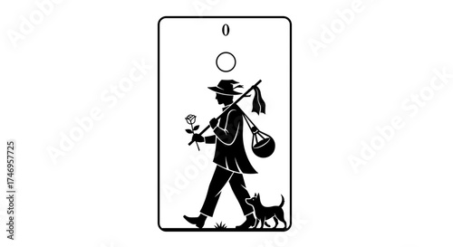 The Fool Tarot Card Illustration Journey of New Beginnings.