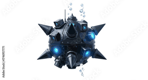 Underwater Mine A Detailed Depiction of a Dangerous Device.