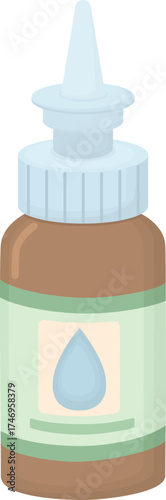 Nasal spray bottle isolated on white background. Illustration with nose rhinitis treatment