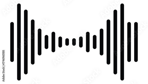 Sound Wave and Radio Signal Vector Set – Minimalist Audio Equalizer, Music Frequency Bars, and Soundwave Line Icons Collection