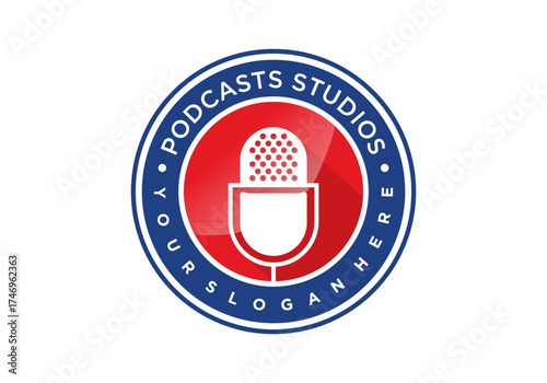 Podcast logo icon vector. microphone logo symbol.