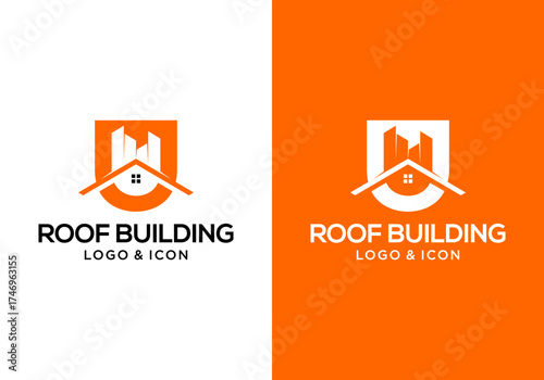 vector icon logo letter u and simple building logo