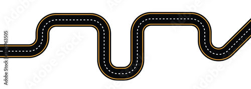 Road line. Wavy winding curves roads path. View on road map. highway road silhouette vector, road icon. Top view of race track and highway. Vector illustration 