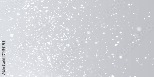 Silver Sparkling Lights Festive background with various falling snows, Silver and white snow confetti sparkles, Abstract sparkles grey and white bokeh lights and stars with various particles.