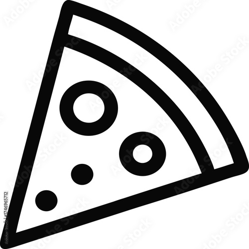 Simple pizza slice with pepperoni toppings outline minimalist food graphic