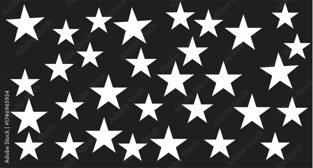 Fototapeta premium Numerous white stars scattered across a dark textured background for festive occasions