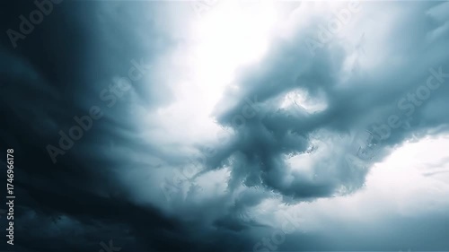 Dark and Moody Sky with Dramatic Clouds in Minimal Nature Scene, Emphasizing White Space and Contrast