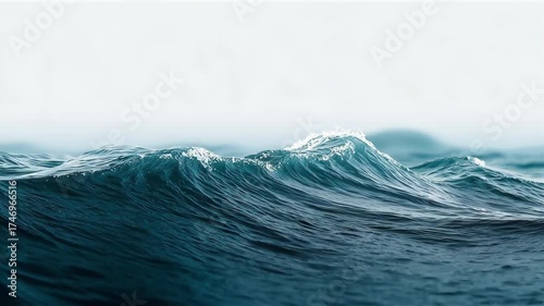 Minimal Nature Scene Featuring Ocean Waves and White Space for Tranquil Visuals