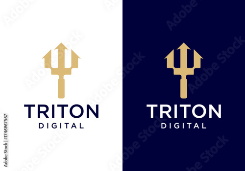 Modern style trident logo icon vector using pixel combination
