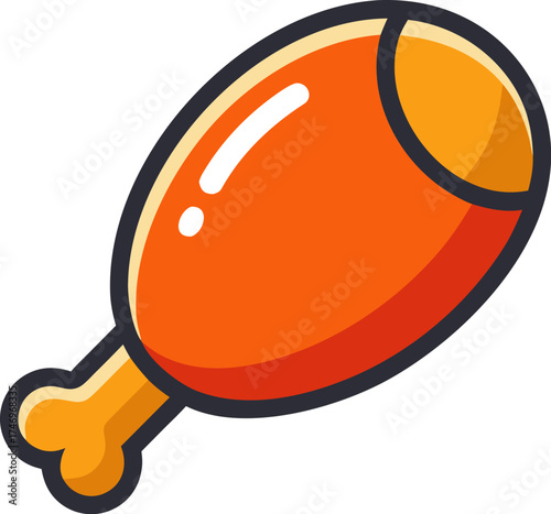 Stylish Chicken Drumstick Fast Food Icon Vector