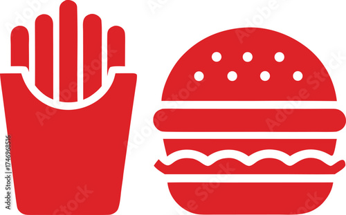 French Fries and Burger Duo Icon for Fast Food