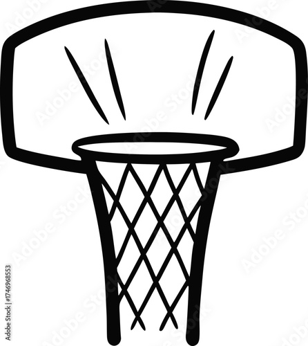 Hand Drawn Basketball Hoop Doodle Vector Illustration