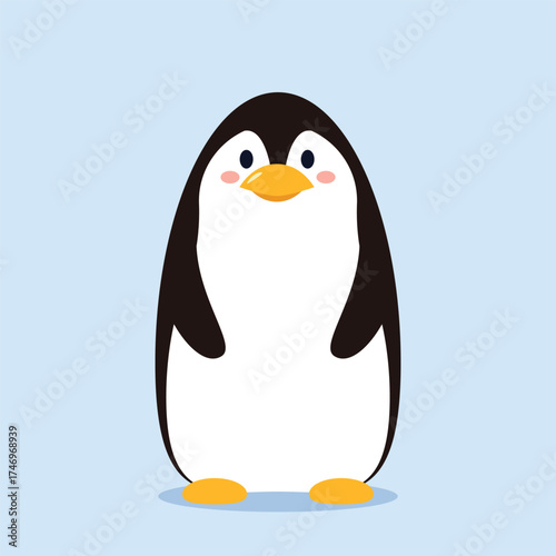 Penguin cartoon vector. Penguin vector on blue background.