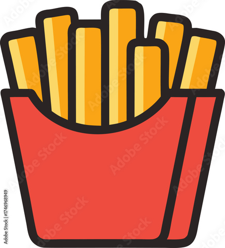Minimalist French Fries Fast Food Style Illustration