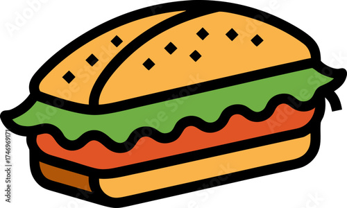 Stylish Hand Drawn Sandwich Food Icon