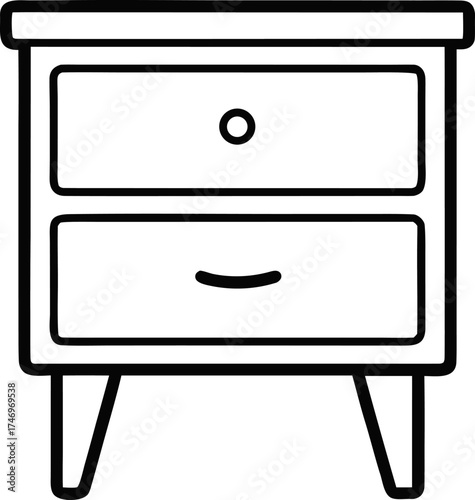 Simple Outlined Nightstand Doodle Illustration
