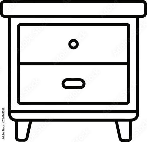 Bedside Table Furniture Sketch Vector Art