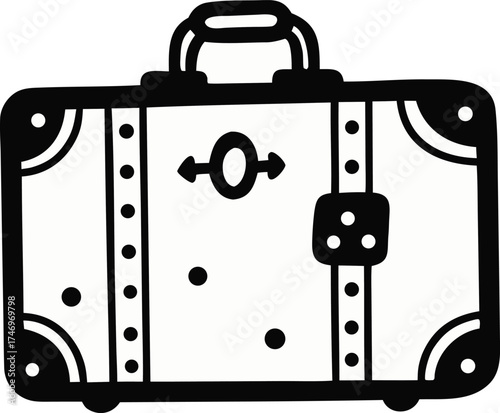 Stylish Hand Drawn Suitcase for Wanderlust Travel