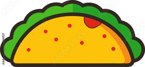 Mexican Food Taco Outline Illustration