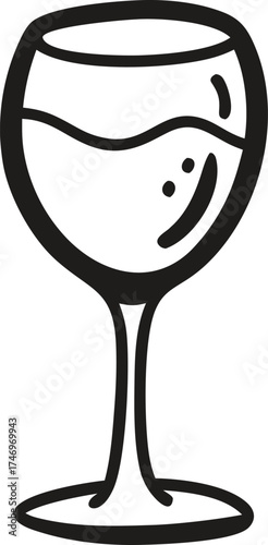 Minimal and Stylish Hand Drawn Wine Glass Doodle