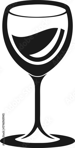 Elegant Wine Glass Outline Vector Illustration