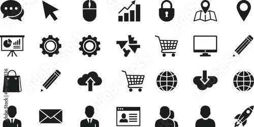 Modern business technology icons for web and app design vector