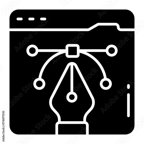 Pen with nodes, bezier tool icon 