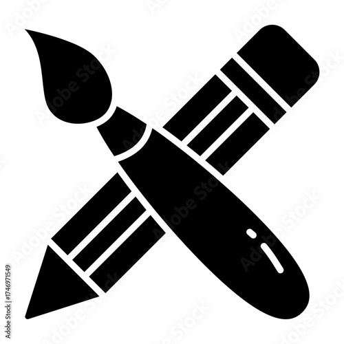 Pencil with brush, icon of design tools