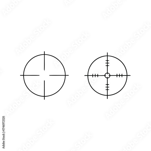 Precision aiming target crosshairs circular reticle icons vector