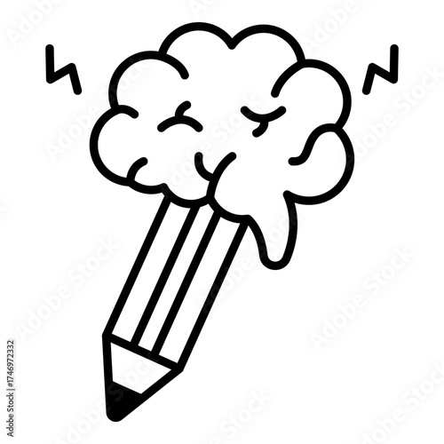 Conceptual linear design icon of creative writing 