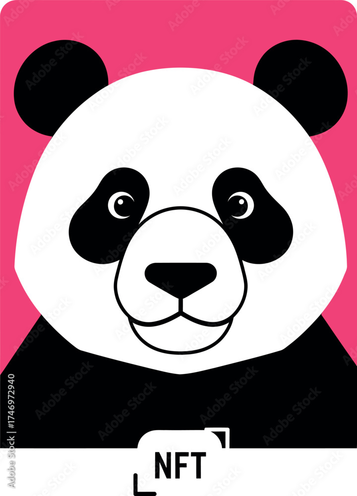 Naklejka premium Cute Panda Face Vector Art