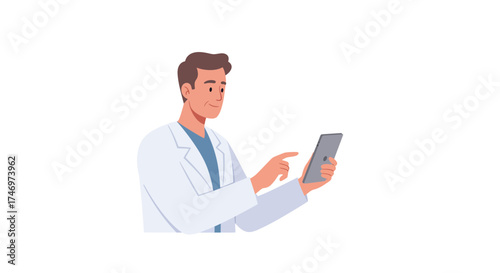 Friendly doctor using telehealth app on tablet, providing modern medical advice and online consultation for patient care and digital healthcare solutions today