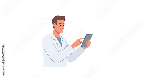Confident doctor using digital tablet for patient care, showcasing modern medicine and healthcare technology solutions for hospitals and clinics