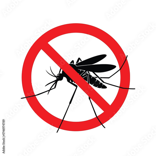 Stop mosquitoes insect pest control symbol danger alert graphic vector vector