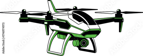 Modern Drone with Camera: Vector Illustration