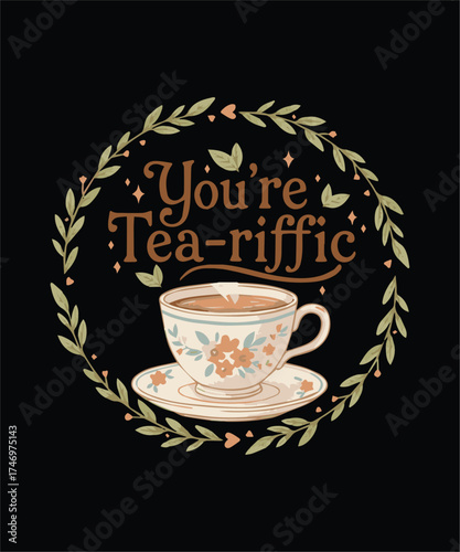 Cottagecore Floral Teacup Wreath Design