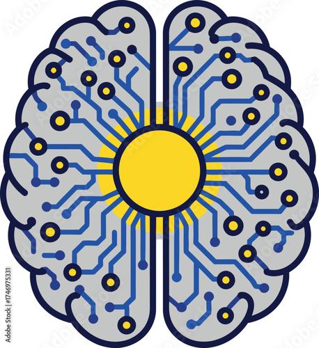 AI Brain Circuit Board Vector Art
