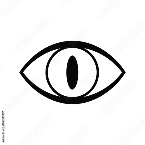 Mysterious cat eye silhouette abstract symbol minimalist graphic design vector