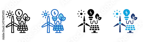 Renewable Energy icon Multi Style Vector Illustration