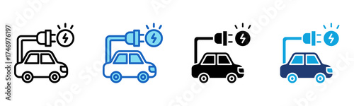 Electric Vehicle icon Multi Style Vector Illustration