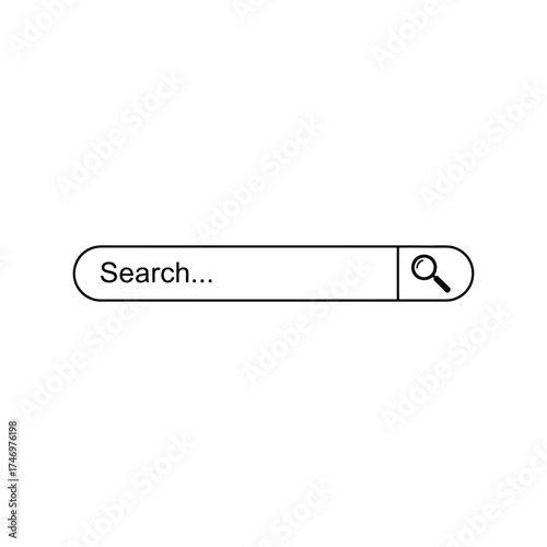 Minimalist search bar interface icon magnifying glass web design element vector