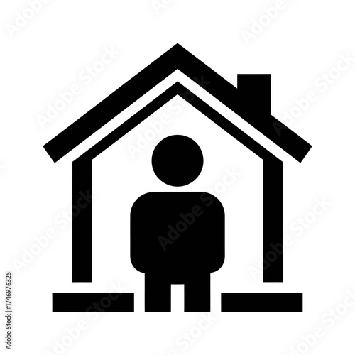 Home icon person inside house symbol representing residence safety security and occupancy vector
