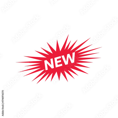 Bright red starburst new product announcement sale marketing label sticker icon vector