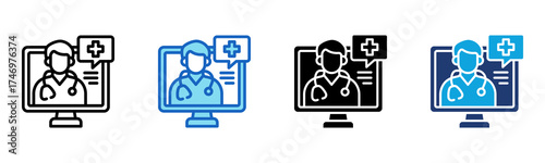 Telehealth icon Multi Style Vector Illustration