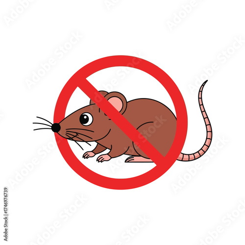 Rodent control symbol danger prohibition pest extermination warning sign rodent free concept vector