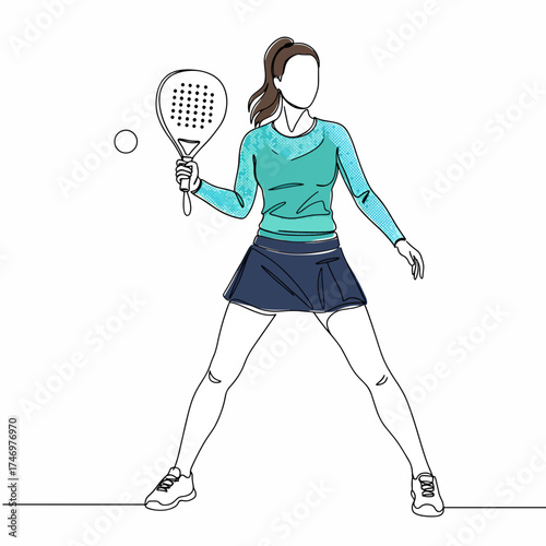 Dynamic paddle tennis player ready to strike the ball with power, modern active lifestyle, fitness passion, and competitive spirit, sports silhouette
