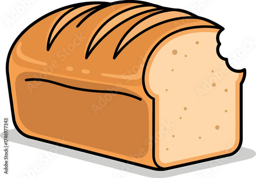 Cartoon Loaf of Bread with a Bite Taken Out