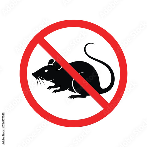 Pest control silhouette sign no rodent danger warning symbol vector graphic vector
