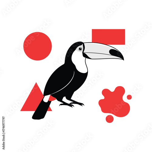 Abstract toucan bird illustration tropical wildlife graphic design exotic animal art vector
